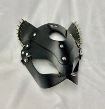 Load image into Gallery viewer, Super Hot Silver Spiked BDSM Black Cat Mask