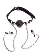 Load image into Gallery viewer, Super Hot Ball Gag with Nipple Clips.