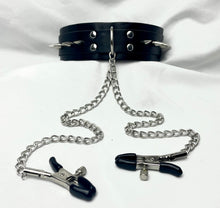 Load image into Gallery viewer, Super Hot Silver Spiked BDSM  Human Dog Collar with Nipple Clips for Bondage Play
