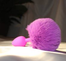 Load image into Gallery viewer, Super Hot Bunny Tail Anal Plug - Ultra Violet.
